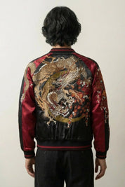 Cazadora bomber japonesa Sue-Ryu para hombre bordado en la espalda poliéster cazadora souvenir sukajan streetwear japonés Ropa Japonesa