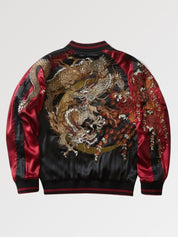 Cazadora bomber japonesa Sue-Ryu para hombre vista trasera bordado poliéster cazadora souvenir sukajan streetwear japonés Ropa Japonesa
