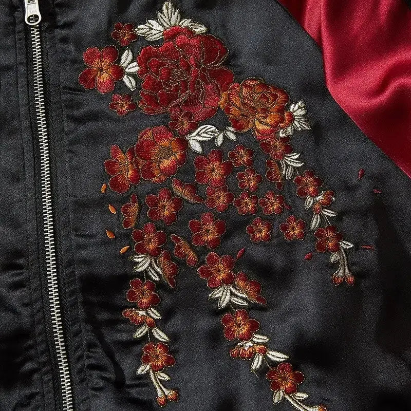 Cazadora bomber japonesa Sue-Ryu para hombre vista trasera bordado poliéster cazadora souvenir sukajan streetwear japonés Ropa Japonesa
