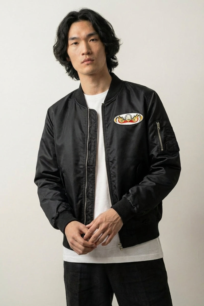 Chaqueta bomber japonesa vintage Samurai vista trasera bordado poliéster cazadora souvenir sukajan streetwear japonés Ropa Japonesa