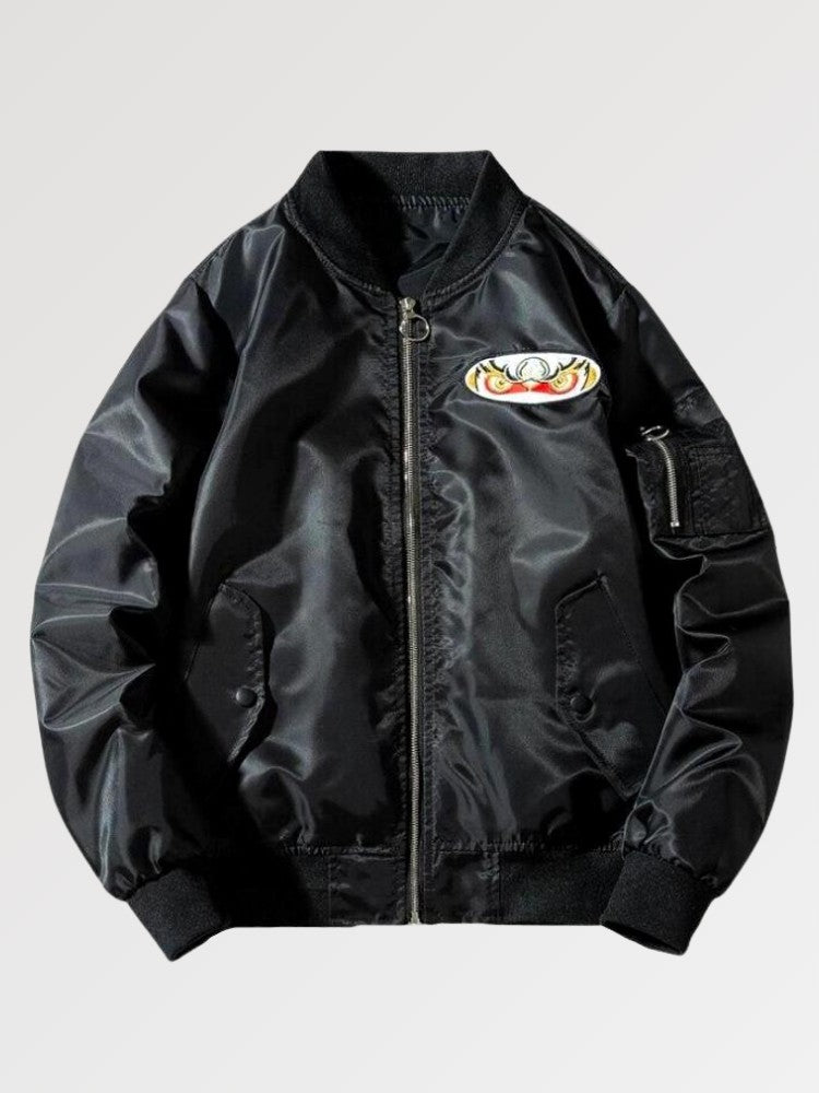 Chaqueta bomber japonesa vintage Samurai vista trasera bordado poliéster cazadora souvenir sukajan streetwear japonés Ropa Japonesa