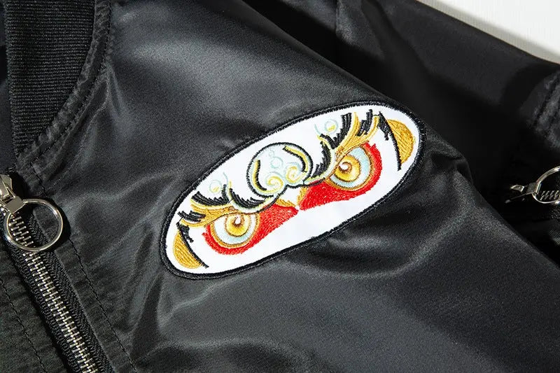 Chaqueta bomber japonesa vintage Samurai vista trasera bordado poliéster cazadora souvenir sukajan streetwear japonés Ropa Japonesa
