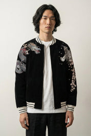 Chaqueta bomber Okaryu de Sukajan vista trasera bordado poliéster cazadora souvenir sukajan streetwear japonés Ropa Japonesa