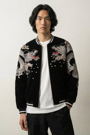 Chaqueta de recuerdo Sukajan Ryu Bushido vista trasera bordado poliéster cazadora souvenir sukajan streetwear japonés Ropa Japonesa