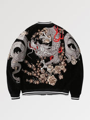 Chaqueta de recuerdo Sukajan Ryu Bushido vista trasera bordado poliéster cazadora souvenir sukajan streetwear japonés Ropa Japonesa