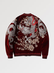 Chaqueta de recuerdo Sukajan Ryu Bushido vista trasera bordado poliéster cazadora souvenir sukajan streetwear japonés Ropa Japonesa