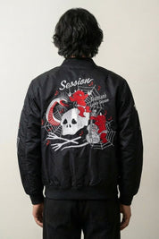 Cazadora japonesa Demon Devil Session bordado en la espalda poliéster cazadora souvenir sukajan streetwear japonés Ropa Japonesa