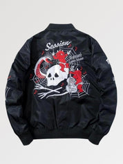 Cazadora japonesa Demon Devil Session vista trasera bordado poliéster cazadora souvenir sukajan streetwear japonés Ropa Japonesa