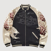 Chaqueta sukajan bordada Shirokage crudo poliéster divinidad guerrera streetwear japonés Ropa Japonesa