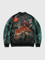 Chaqueta Sukajan Tigre Seishin vista trasera bordado poliéster cazadora souvenir sukajan streetwear japonés Ropa Japonesa