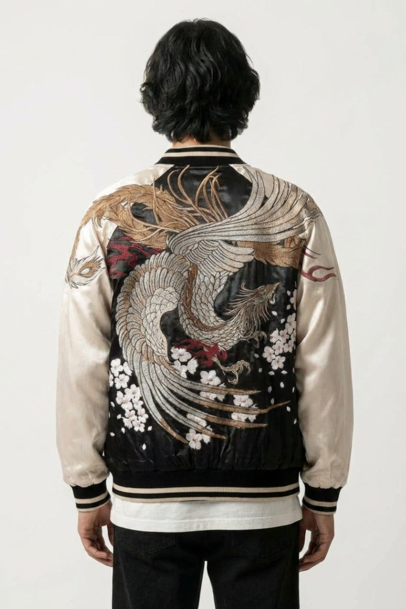 Chaqueta vaquera japonesa Omotesando bordado en la espalda poliéster cazadora souvenir sukajan streetwear japonés Ropa Japonesa