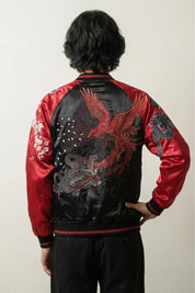 Chaqueta vintage Sukajan Mainoho vista trasera bordado poliéster cazadora souvenir sukajan streetwear japonés Ropa Japonesa
