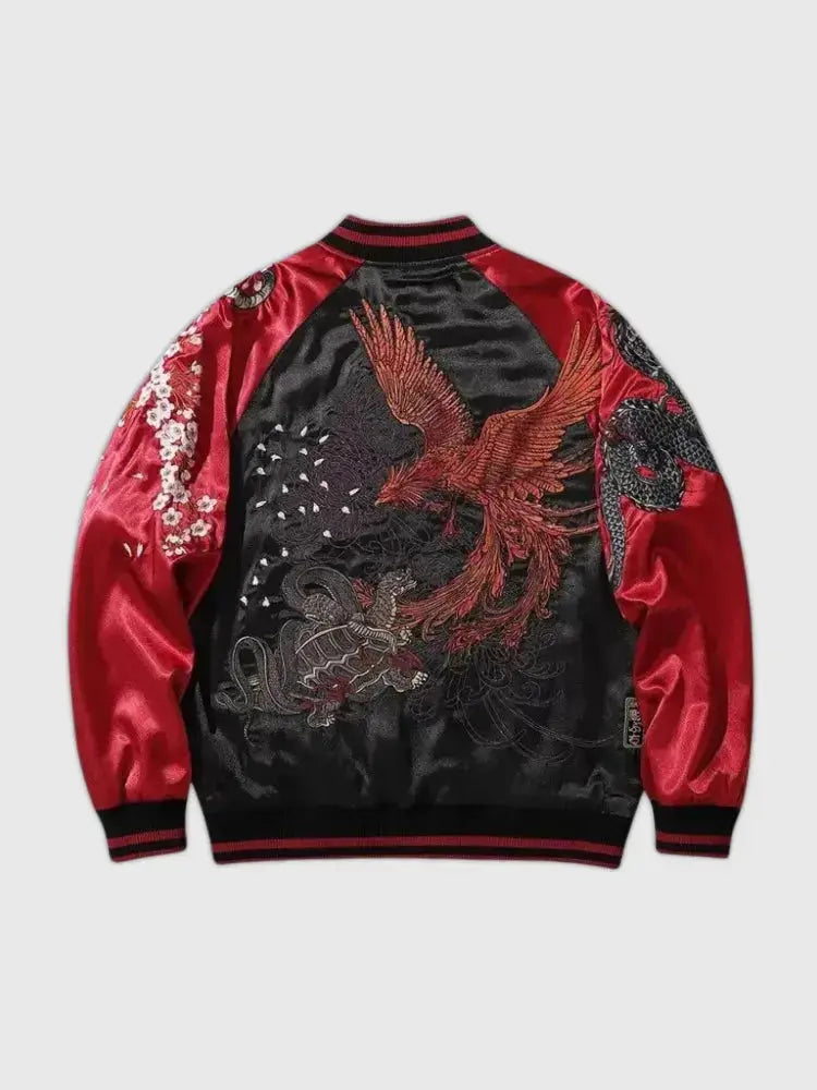 Chaqueta vintage Sukajan Mainoho vista trasera bordado poliéster cazadora souvenir sukajan streetwear japonés Ropa Japonesa