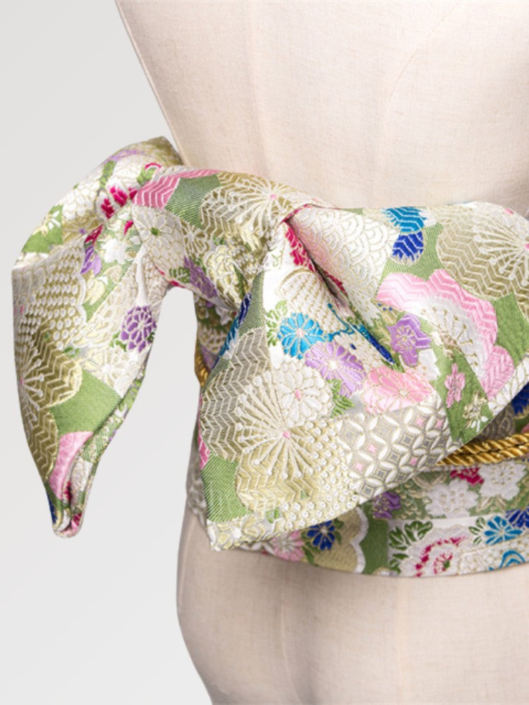 Cinturón obi de mujer Sakura ceremonial con flores de cerezo tejidas Ropa Japonesa