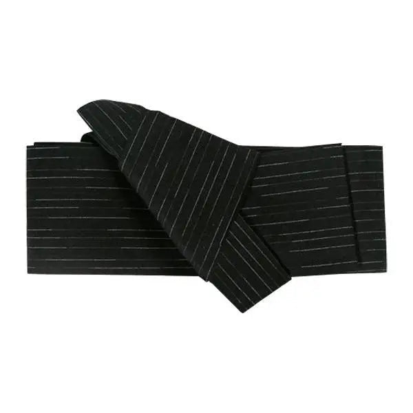 Cinturón obi de hombre Tokio negro de finas rayas blancas pinstripe kakuobi Ropa Japonesa