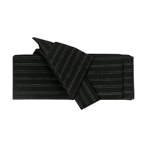Cinturón obi de hombre Kyoto negro de rayas blancas verticales rítmicas kakuobi Ropa Japonesa