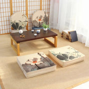 Cojín cuadrado de flores japonesas Ogaki con motivo floral estampado Ropa Japonesa