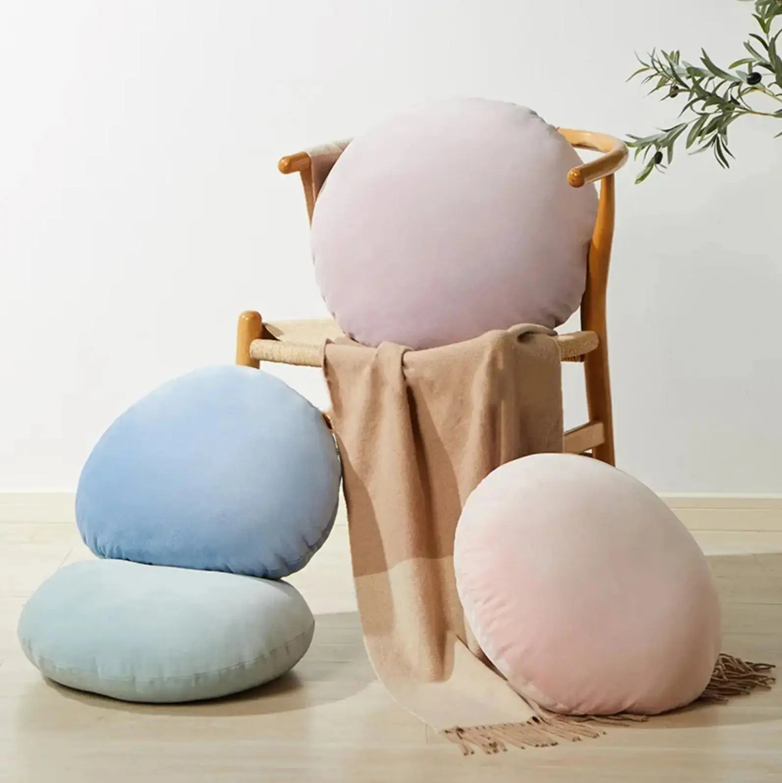 Cojín de terciopelo japonés Nishio redondo abombado pastel acolchado capitoné Ropa Japonesa