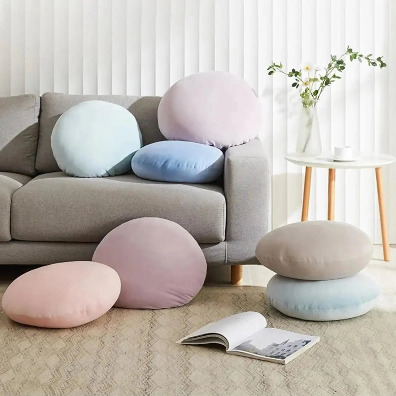Cojín de terciopelo japonés Nishio redondo abombado pastel acolchado capitoné Ropa Japonesa