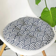 Cojín de tela japonesa Kiruto redondo zabuton con motivos textiles estampados algodón-lino Ropa Japonesa