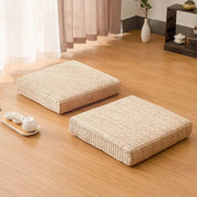 Tatami cuadrado cojín japonés Mokiro en paja trenzada rectilínea con borde textil Ropa Japonesa