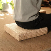 Tatami cuadrado cojín japonés Mokiro en paja trenzada rectilínea con borde textil Ropa Japonesa