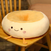 Cojín japonés kawaii Itami pancake en peluche terciopelo con cara sonriente Ropa Japonesa