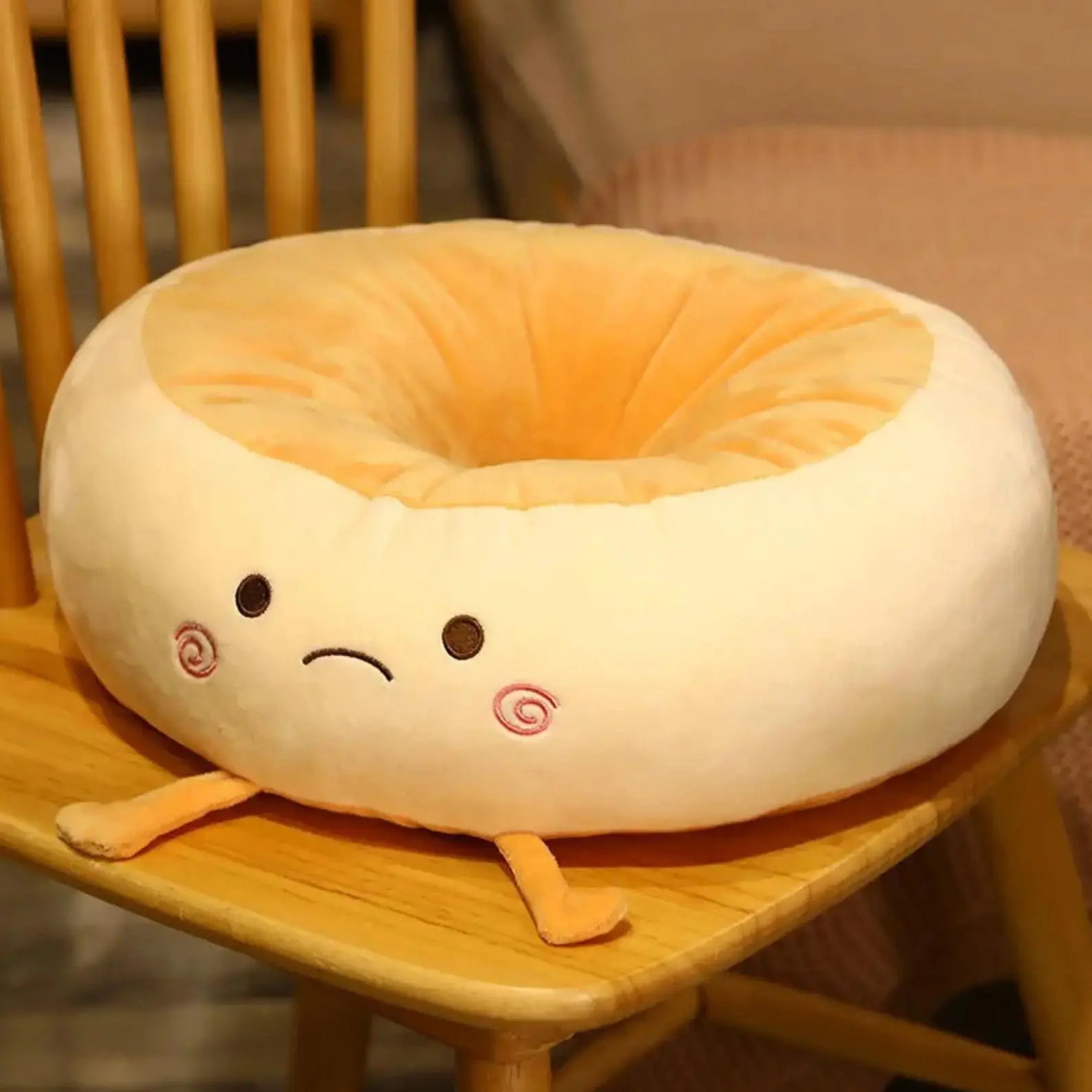 Cojín japonés kawaii Itami pancake en peluche terciopelo con cara sonriente Ropa Japonesa