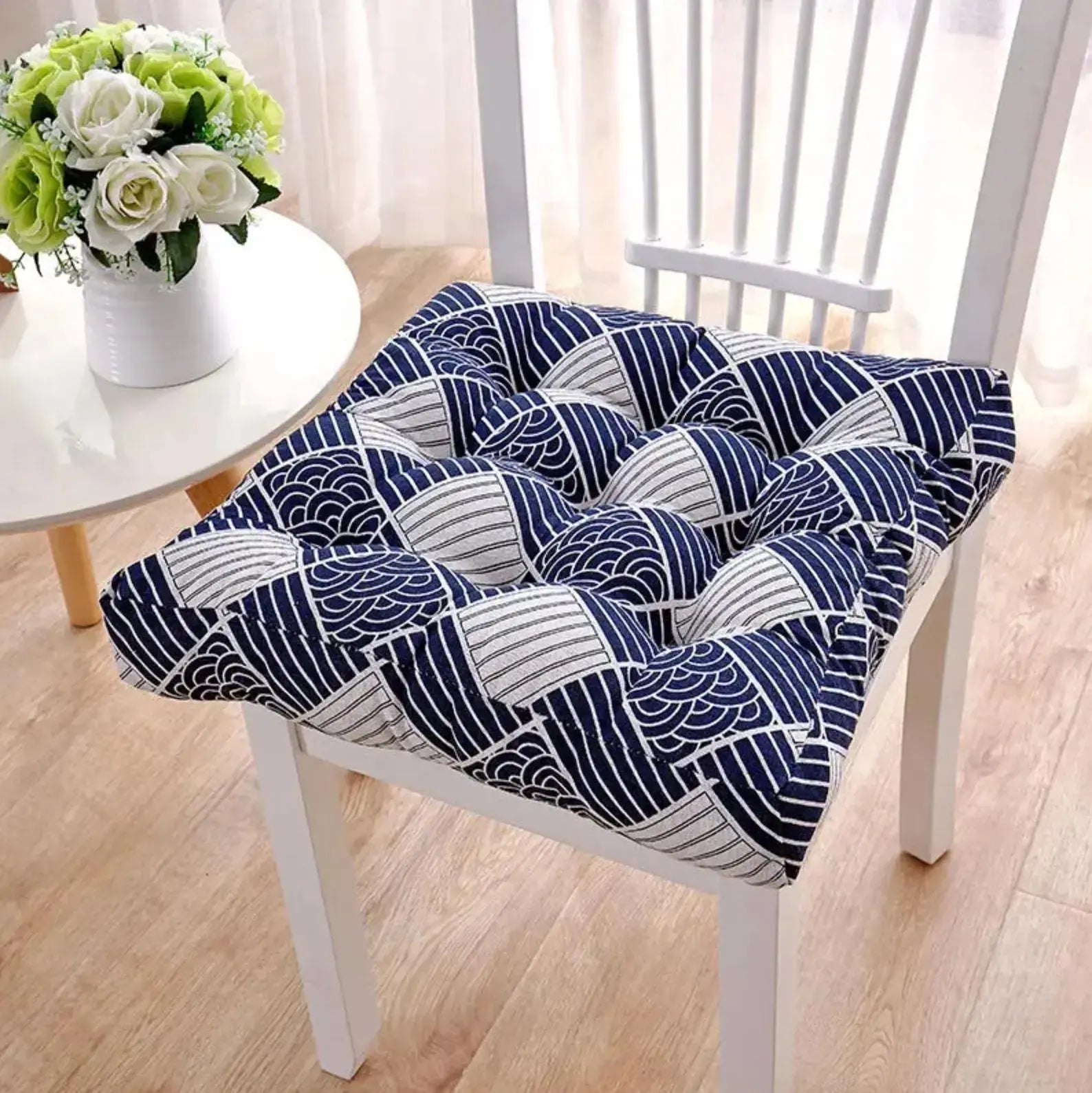 Cojín japonés para silla Yashio cuadrado acolchado sashiko marino estampado Ropa Japonesa