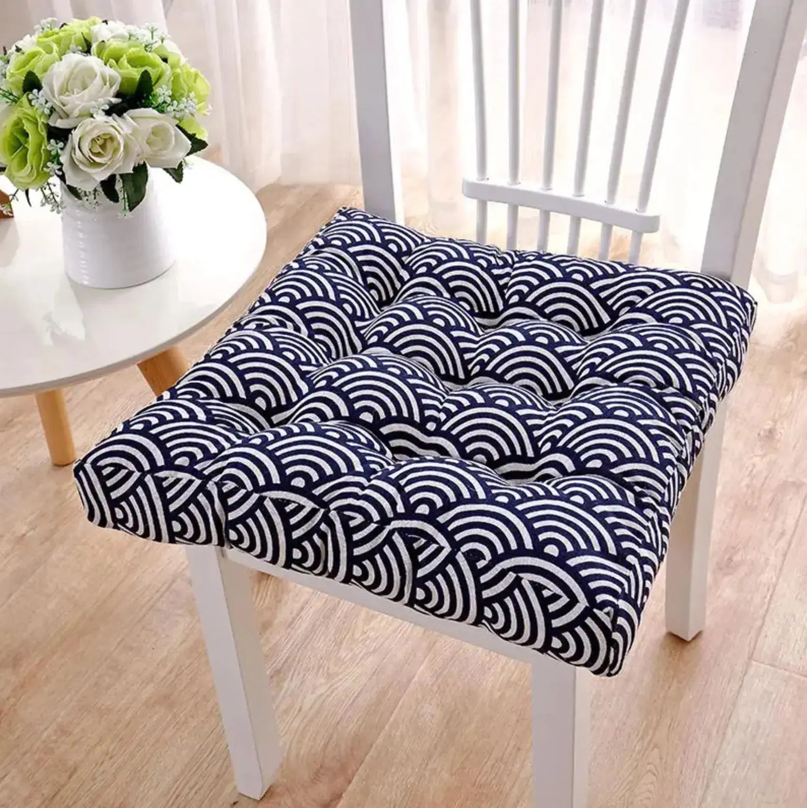 Cojín japonés para silla Yashio cuadrado acolchado sashiko marino estampado Ropa Japonesa