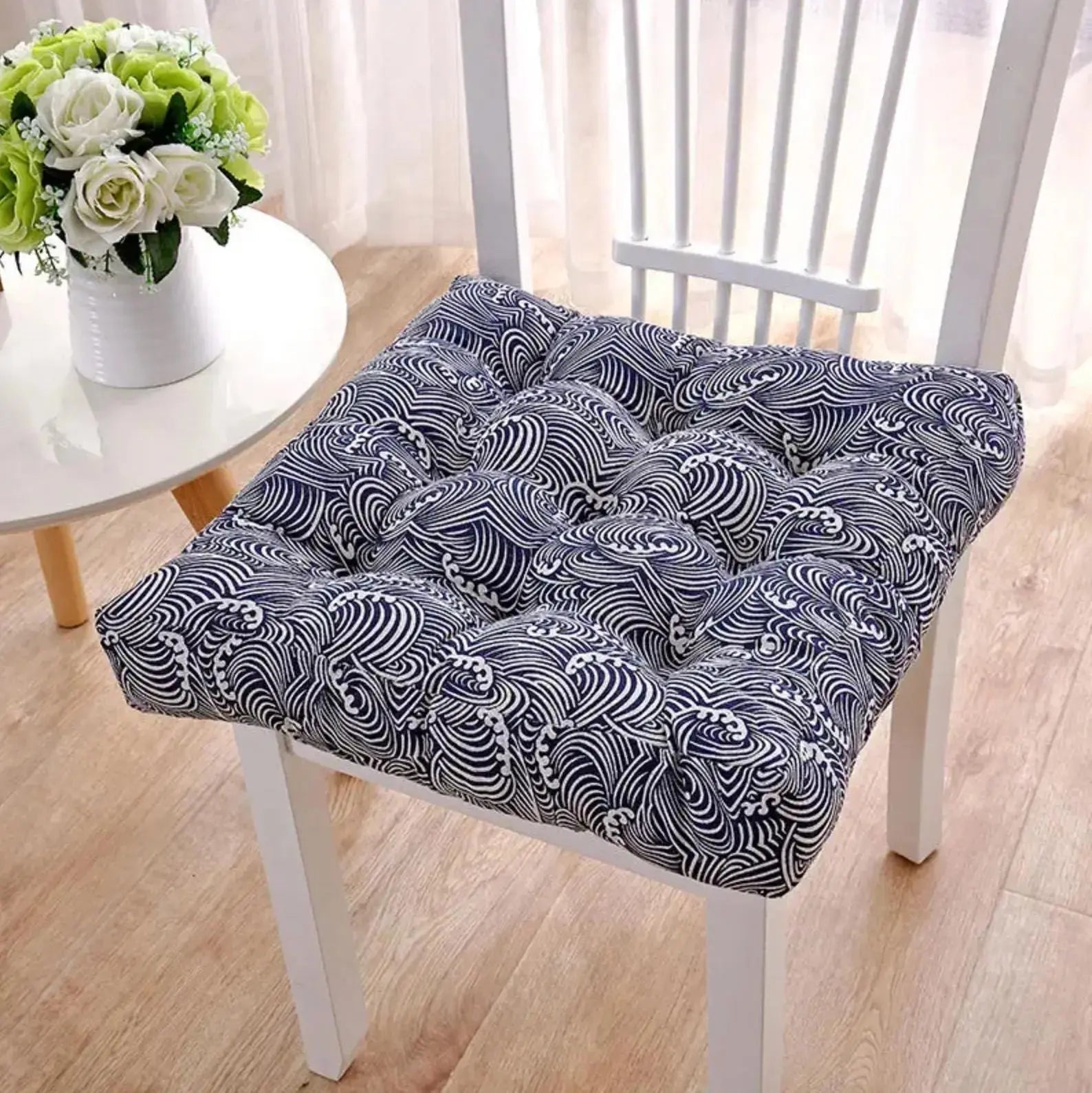 Cojín japonés para silla Yashio cuadrado acolchado sashiko marino estampado Ropa Japonesa