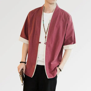 Chaqueta kimono de algodón 'Red Hideki'