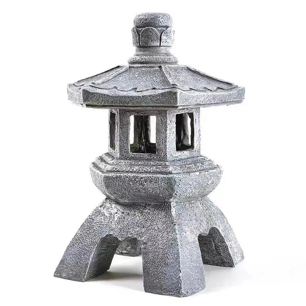 Farol japonés de exterior Kaizu de piedra patinada con módulo LED potente Ropa Japonesa