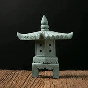 Farol japonés tōrō Noda de piedra verde con techo evasado para jardín Ropa Japonesa