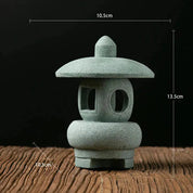 Farol japonés de piedra para jardín Yiko de compartimento esférico verde grisáceo Ropa Japonesa