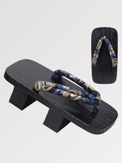 Geta japonesa Nagoya con hanao dragón dorado sobre madera negra yakisugi Ropa Japonesa