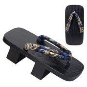 Geta japonesa Nagoya con hanao dragón dorado sobre madera negra yakisugi Ropa Japonesa