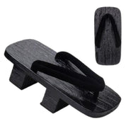 Geta japonesa Hekinan con hanao negro liso sobre madera negra yakisugi Ropa Japonesa