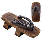 Geta japonesa Seigaiha con hanao de motivo olas azules sobre madera marrón Ropa Japonesa