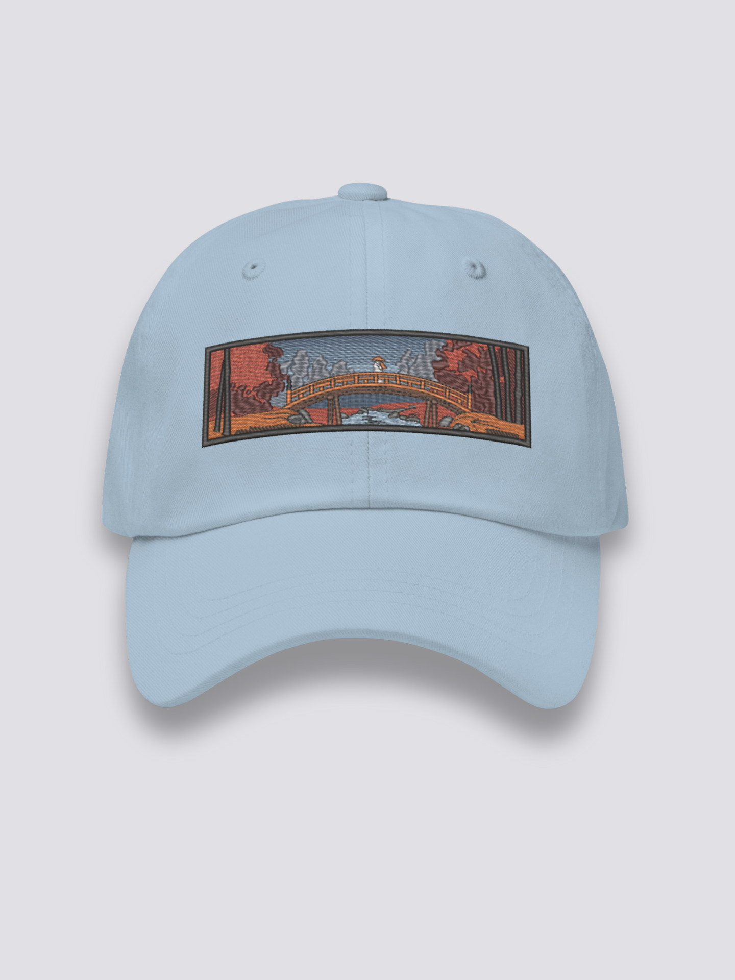 Gorra Bordada Ukiyo-e Azul Claro - Ropa Japonesa