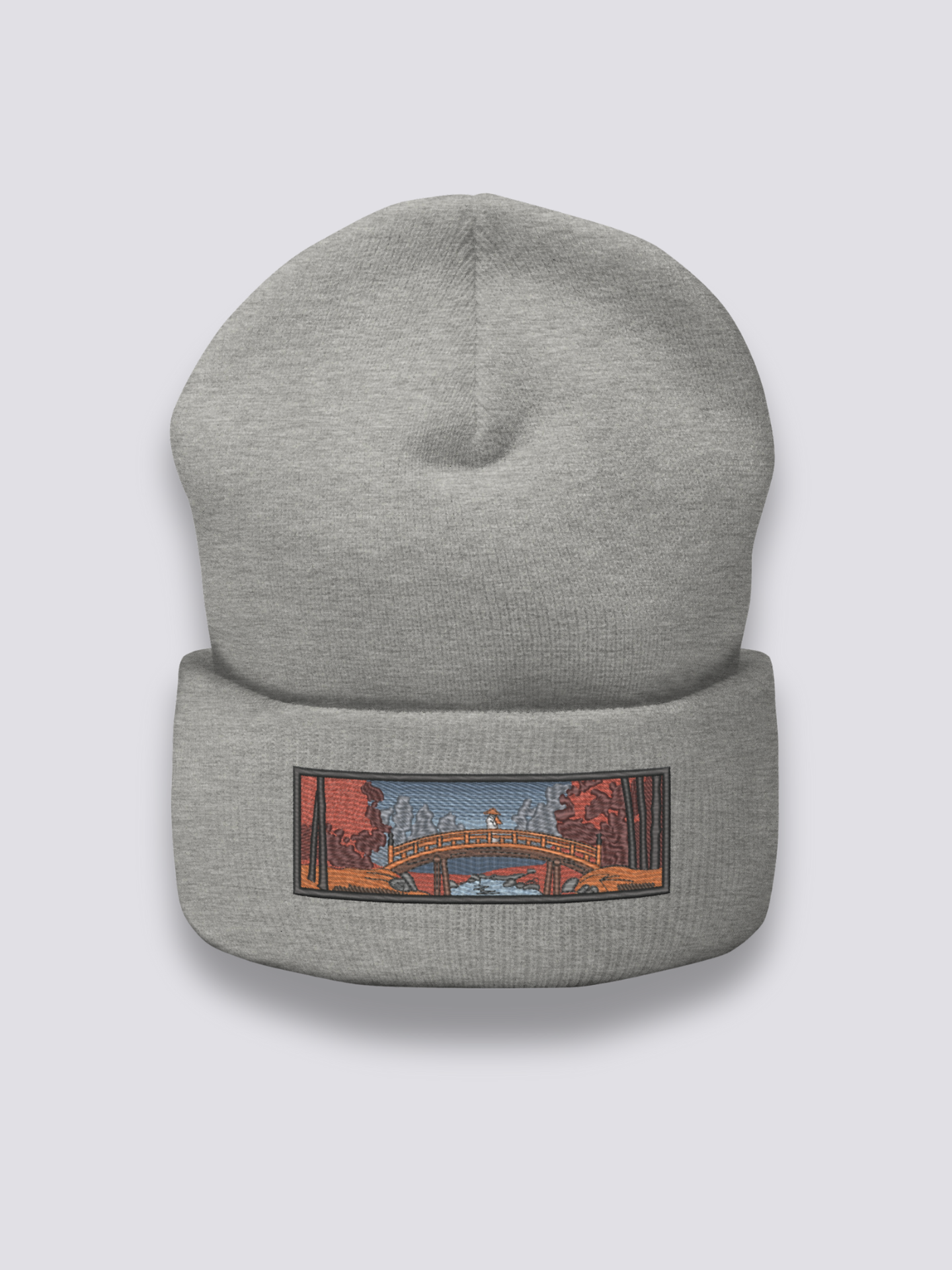 Gorro Bordado Ukiyo-e - 浮世絵 Gris Jaspeado - Ropa Japonesa