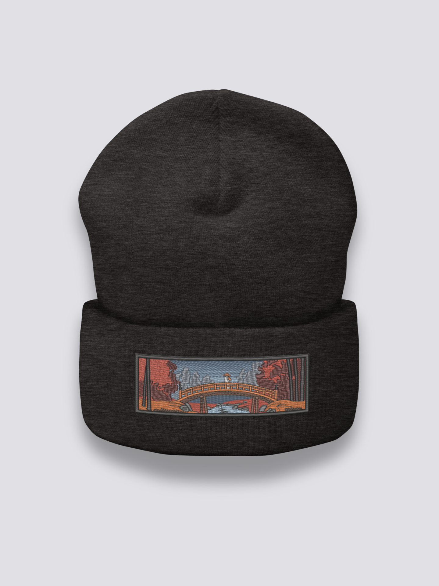 Gorro Bordado Ukiyo-e - 浮世絵 Gris Oscuro - Ropa Japonesa