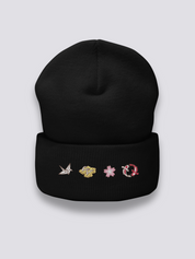 Gorro Motivos Japoneses - 和柄 Negro - Ropa Japonesa