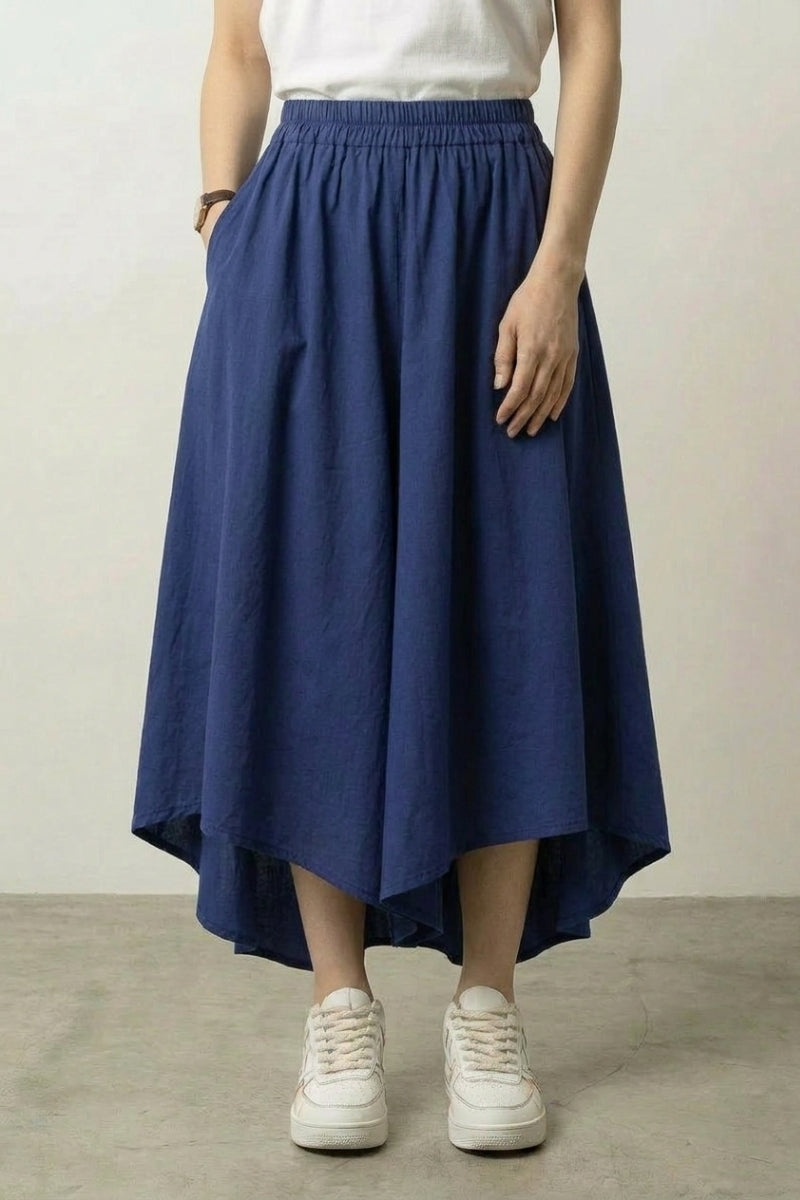 Falda hakama mujer azul marino índigo plisada estilo japonés - Ropa Japonesa