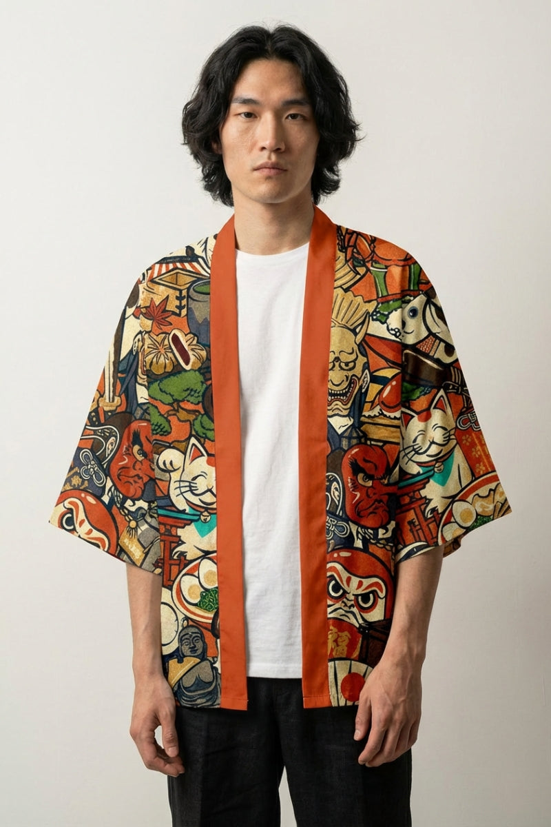 Haori Anime Nihon no Shinboru haori japonés llevado mannequin estilo streetwear Ropa Japonesa