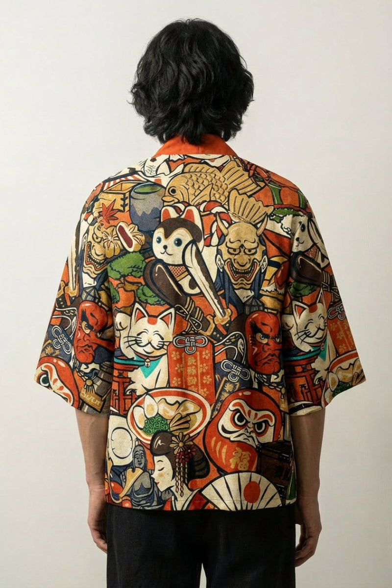 Haori Anime Nihon no Shinboru haori japonés llevado mannequin estilo streetwear Ropa Japonesa