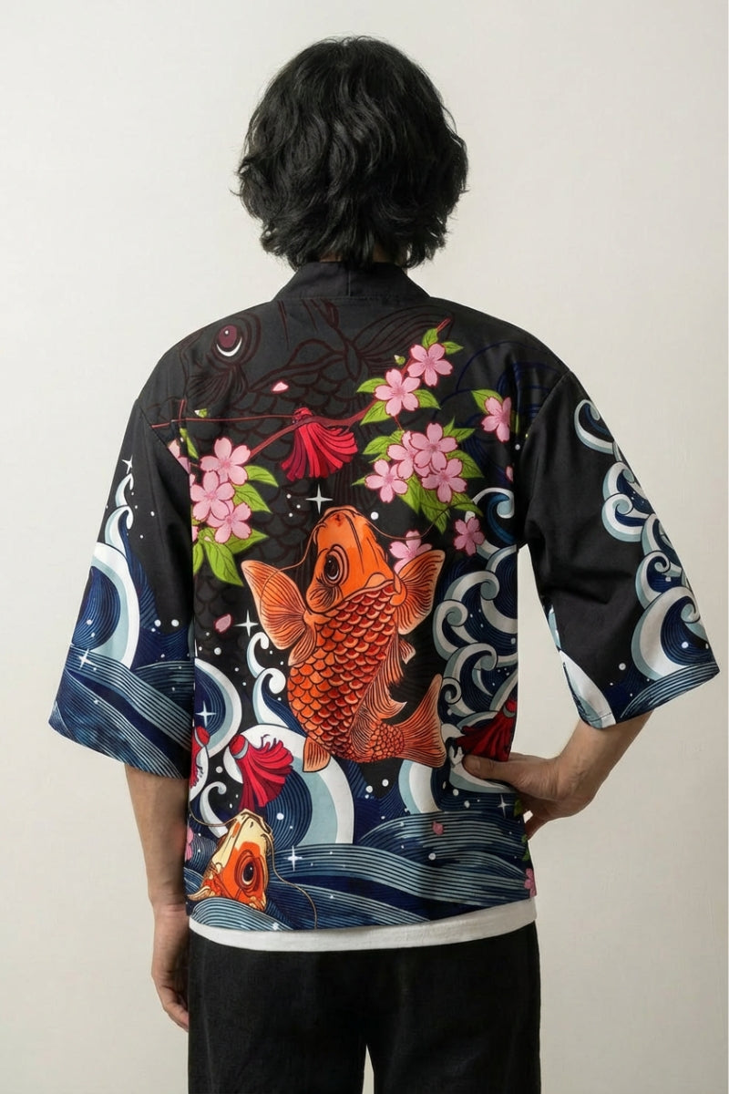 Haori Cosplay Koi x Sakura haori japonés llevado mannequin estilo streetwear Ropa Japonesa