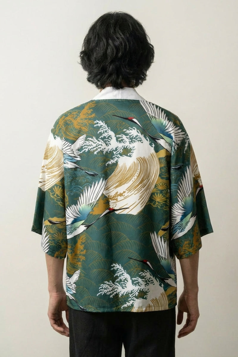 Ropa Haori Tsuru no Gawa haori japonés llevado mannequin estilo streetwear Ropa Japonesa