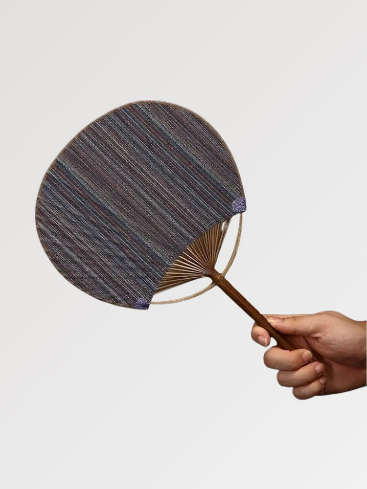 Abanico japonés uchiwa redondo Shoji en papel negro y mango de bambú Ropa Japonesa