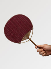 Abanico japonés uchiwa redondo Shoji en papel negro y mango de bambú Ropa Japonesa